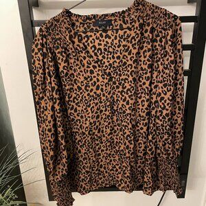 Eclair Leopard Print Blouse | Long Sleeve | Size L